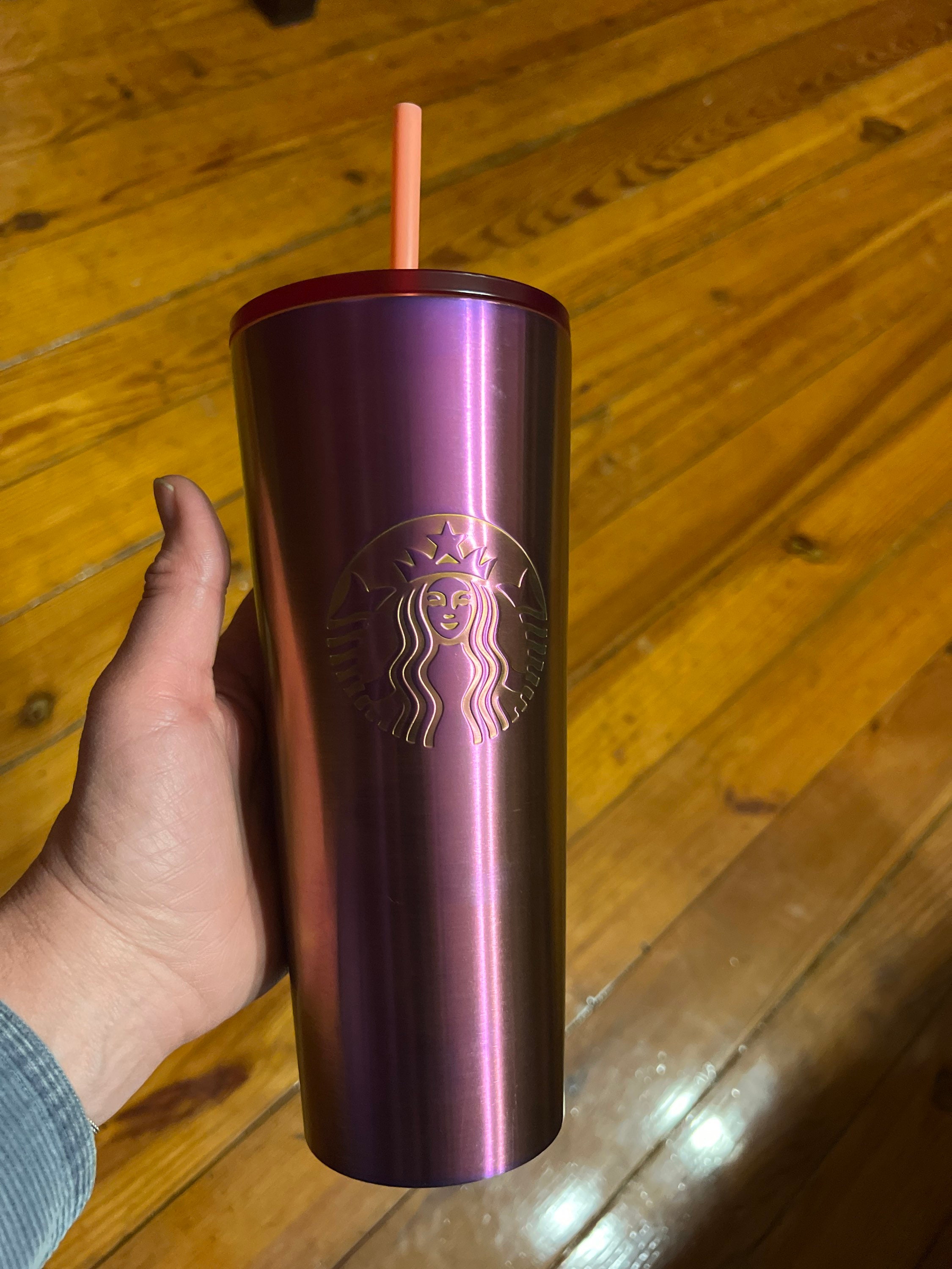 Starbucks, Accessories, Starbucks Sherbert Yellow Pink Orange Stainless  Steel Cold Cup Tumbler 24oz