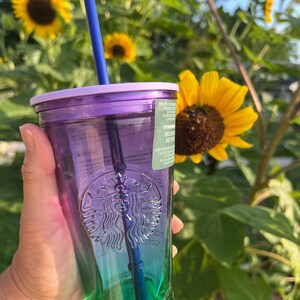 Starbucks 473ml/16oz Minimalistic Transparent Purple Glass Cup