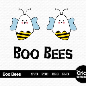 Boo bees svg, boo bees png, boo bees clipart, ghost bee clipart, ghost bee svg, halloween bee svg, halloween ghost bee svg