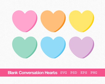 Blank Conversation Hearts SVG, Conversation Hearts PNG, Conversation Hearts Clipart, Valentine's Day Conversation Hearts, Candy hearts