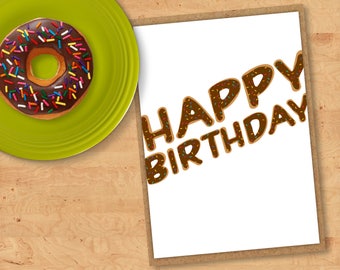 Donut Happy Birthday Card, Instant download happy birthday card, donut birthday card, dessert birthday card, printable birthday card