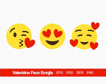 Valentine&#39;s Day Emojis, Valentine Emojis, Cute Valentine Face Emojis, Valentine Emoji SVG, Emoji SVGs, Heart face emoji svg, Kissy face svg