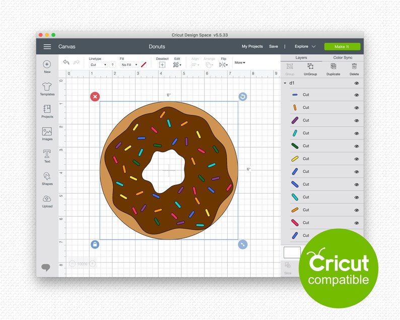 Chocolate Donut Clipart, Sprinkle Donut SVG, Cricut Cut File (digital ...