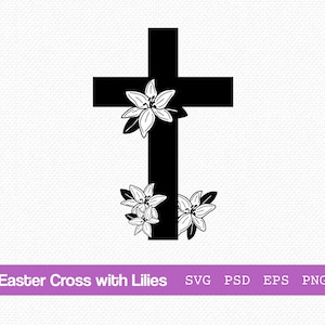 Ostern Kreuz Svg, Kreuz Svg, Kreuz mit Lilien, Ostern Kreuz mit Lilien, Kreuz Cricut Datei, Ostern Kreuz Cricut, Ostern Kreuz Png, Kreuz