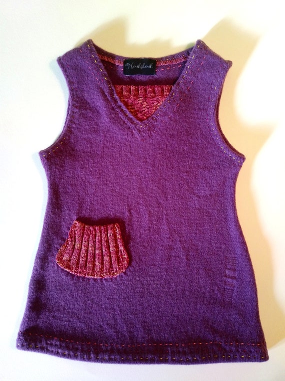 Tunica in lana ricamata per neonata Abito viola per bambina