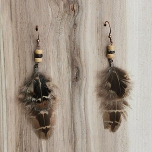 Feather earrings Natural feather earrings Bohemian earrings Hippie earrings Gipsy earrings Native Ethic Christmas gift Feather jewelery