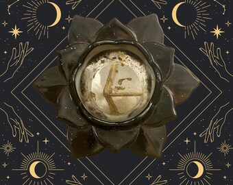Candelabro fiore luccicante nero e oro