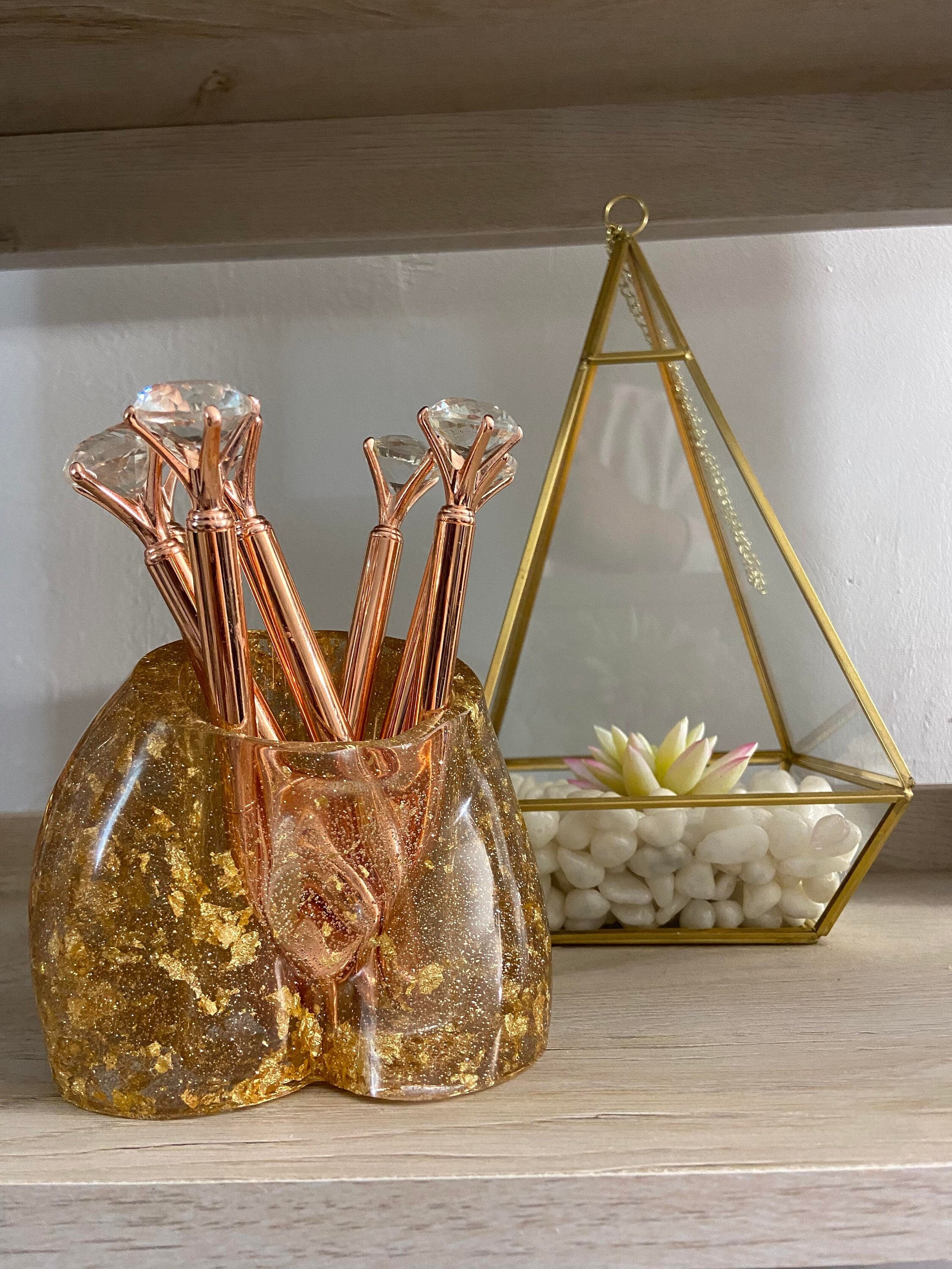 Vaso luccichio e glitterato in oro