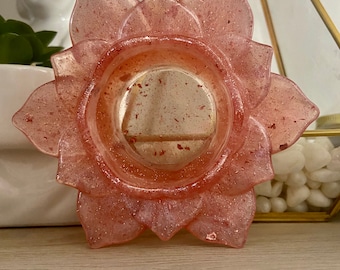 Candelabro fiore luccicante rosa