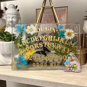 Crystal Clear Floral Handmade Talking Spirit Board W/Star Planchette