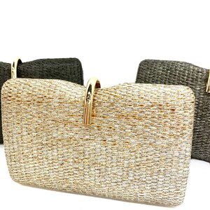 Straw clutch gold clutch grey clutch black clutch beach wedding clutch wedding clutch party clutch summer clutch summer handbag summer purse image 2