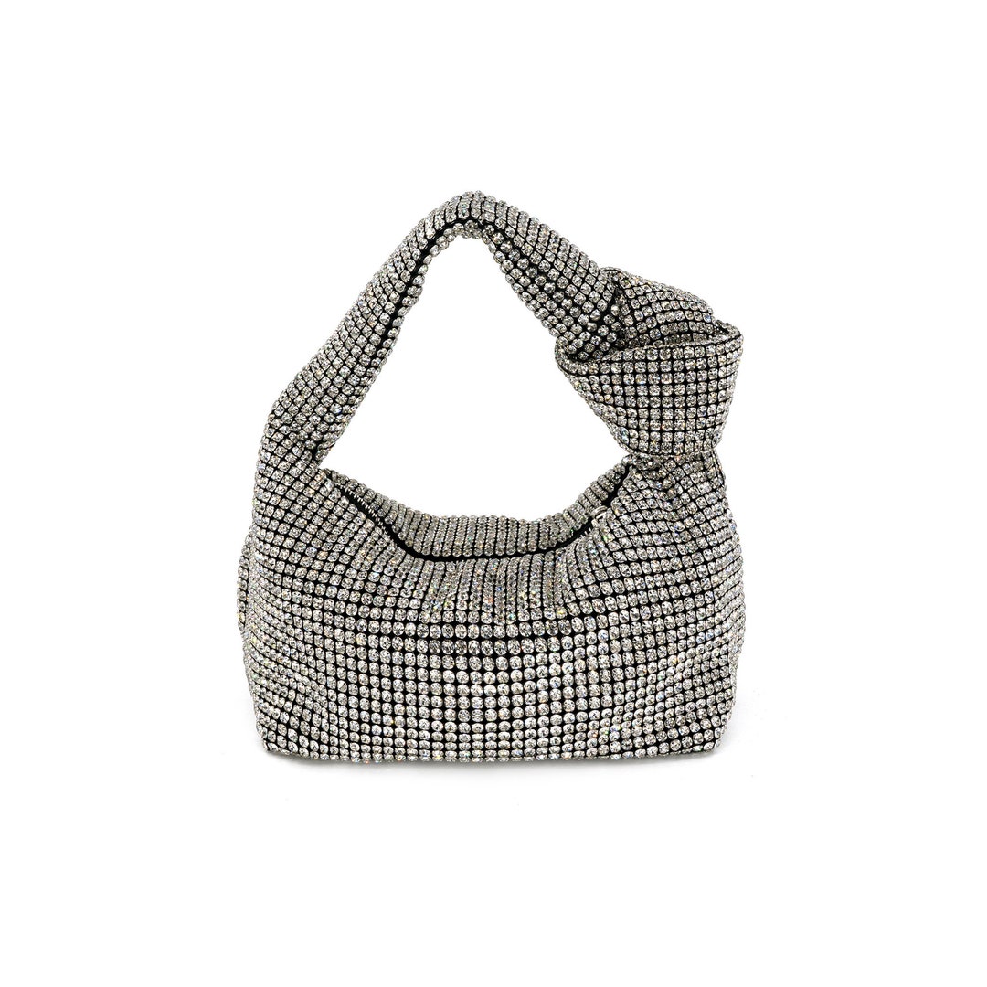 Rhinestone Accent Front & Back Single Handle Evening Bag