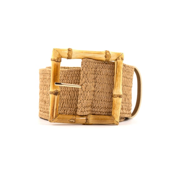 Round Handmade Bamboo Buckle Elastic Belt Verdusa Women main image 3