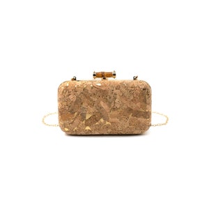 Cork clutch natural cork clutch gold metallic clutch party clutch vegan clutch gold flecks cork clutch gold flecks cork evening bag