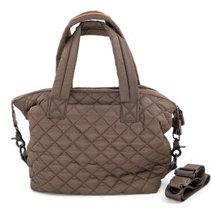 Handmade quilted lightweight bag nylon tote bag nylon quilted lightweight handbag medium nylon quilted bag lightweight many colors to choose Brown