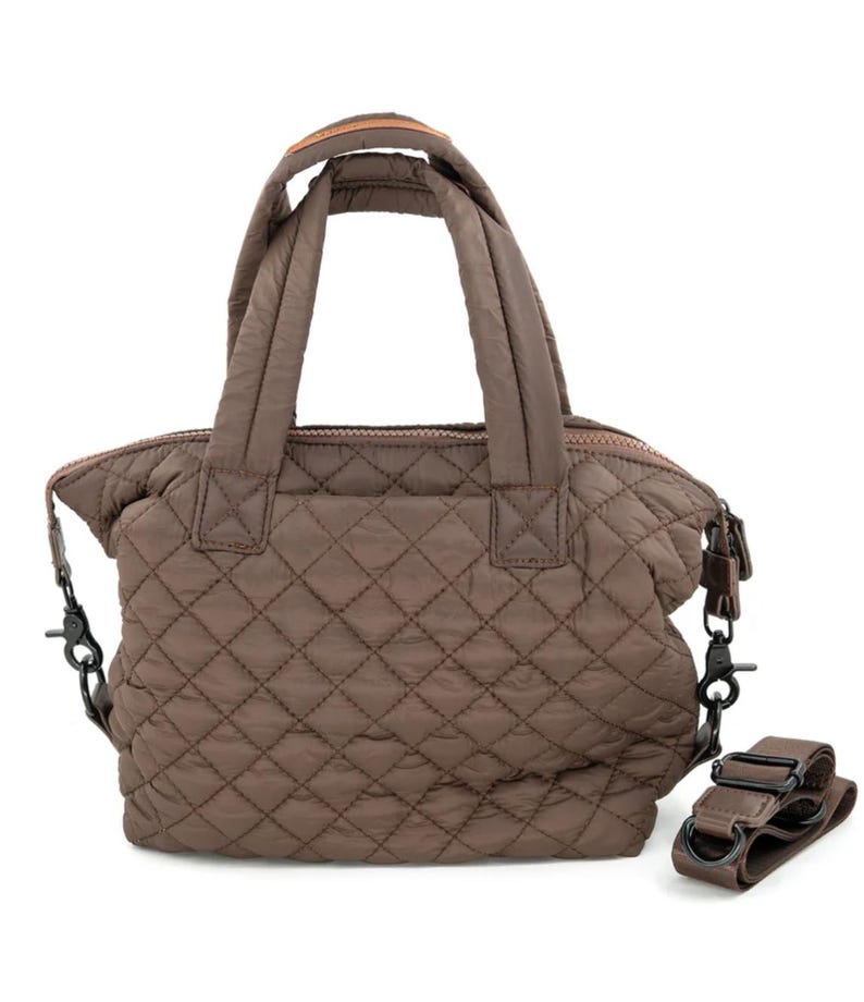 Handmade quilted lightweight bag nylon tote bag nylon quilted lightweight handbag medium nylon quilted bag lightweight many colors to choose Brown