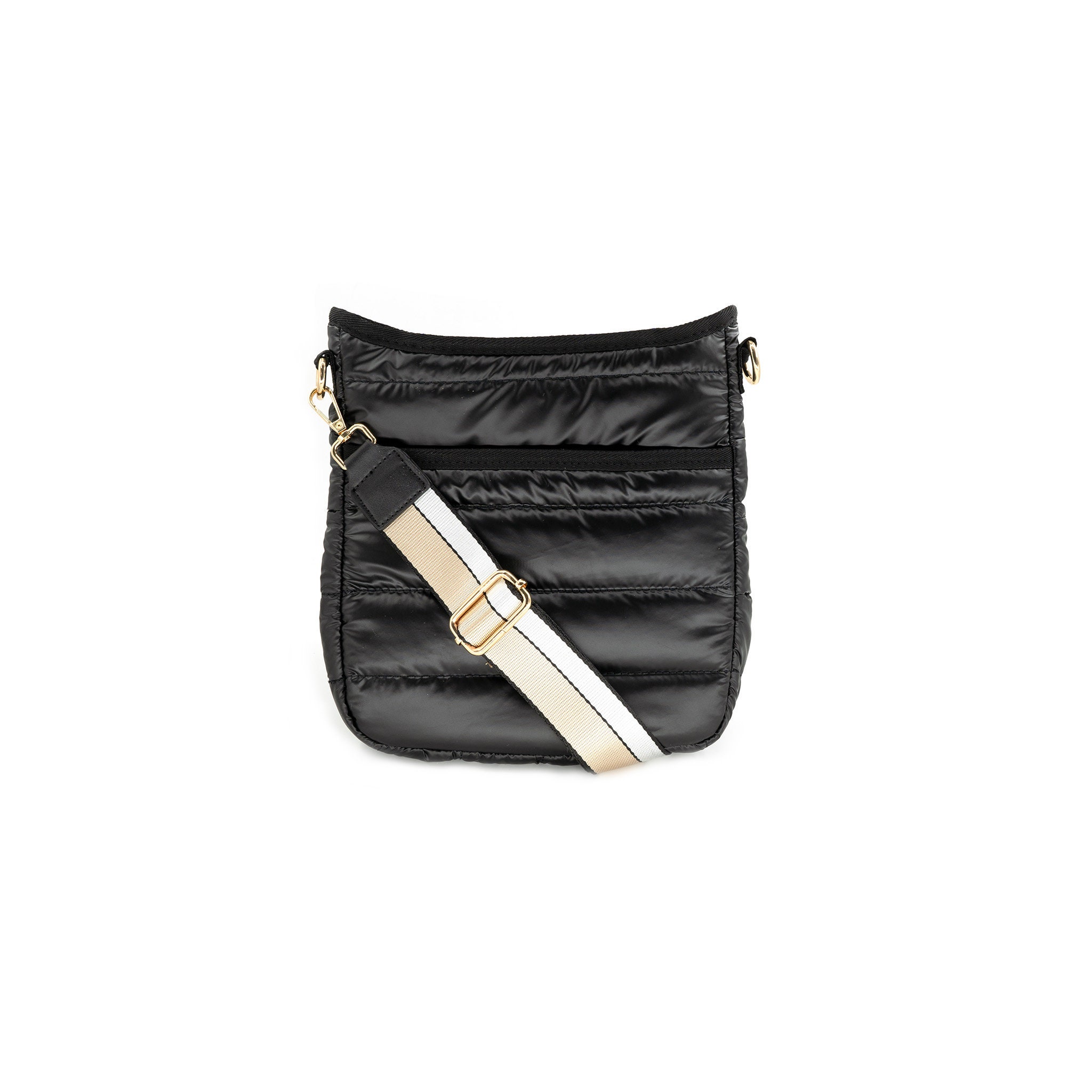 S black nylon crossbody bag with flap