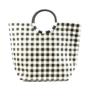 Gingham bag straw gingham bag straw black and white gingham bag summer straw bag