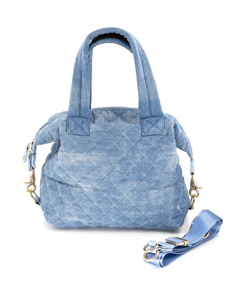 Handmade quilted lightweight bag nylon tote bag nylon quilted lightweight handbag medium nylon quilted bag lightweight many colors to choose Denim