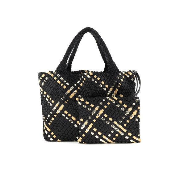 Woven Neoprene Tote Bag With Pouch Woven Neoprene Handbag Handmade Neoprene Woven Bag Check Pattern Neoprene Bag Check Pattern Woven Bag Etsy UK