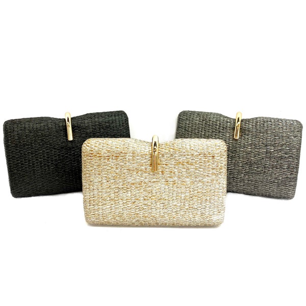 Straw clutch gold clutch grey clutch black clutch beach wedding clutch wedding clutch party clutch summer clutch summer handbag summer purse