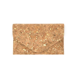 Gold flecks cork clutch real cork clutch gold color clutch with removable chain strap cork handbag cork purse gold cork bag