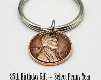 85th Birthday Gift, 85 Year Old Gifts, Turning 85 Gifts Ideas, 85th Birthday Party Favors, 1941 Wheat Penny Keychain, 1941 Birthday Jewelry