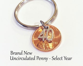 40th Birthday, 40th Birthday Gift for Women, 40 Year Old Gifts for Men, Over the Hill Gifts, Turning 40 Gifts, 1984 Penny Keychain 40 Gifts