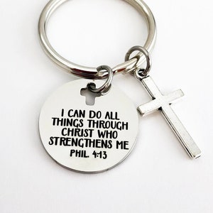 Christian Gifts, Religious Keychain, Bible Inspirational Gifts for Men, Church Faith Gifts for Women, Christian Jewelry, I Can Do All Things