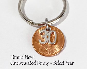 30th Birthday Gift, 30th Birthday for Him, 30th Birthday for Her, 30 Birthday Gifts Ideas, 30 Birthday Gift 1996 Penny Keychain 30 Years Old