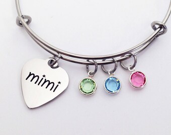 Mimi Bracelet, Mimi Gift, Mimi Jewelry, Mothers Day Gift for Mimi, Gifts for Mimi, Mimi, Grandma Gift, Mothers Day Gift, Birthstone Bracelet