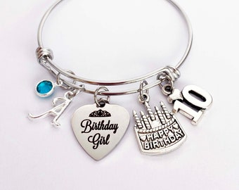 10th Birthday Girl Gifts, Tenth Birthday Gift Ideas, Turning 10 Year Old Gifts for Birthday Party, 10th Birthday Charm Bracelet Personalized