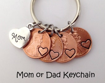 Mom Penny Keychain, Mom Personalized Keyring, Christmas Gifts for Mom, Mother's Day Gifts, Mom Gifts Ideas
