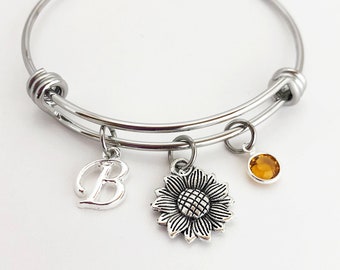 Sunflower Jewelry, Sunflower Gifts for Her, Sunflower Bracelet for Women, Christmas Gift for Friends, Birthday Gifts for Girls, Adjustable