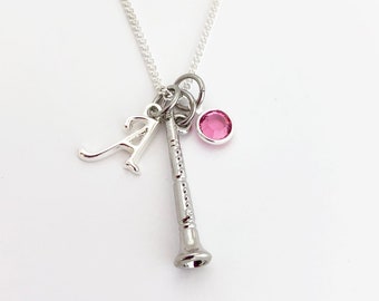 Clarinet Gifts, Silver Clarinet Charm Necklace Personalized Gifts for Girls Band Gifts Jewelry for Band Students Clarinet Player Gifts Girls