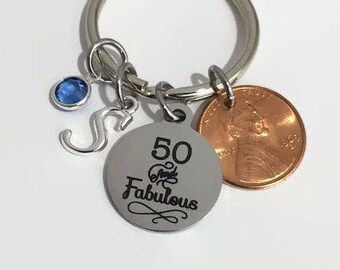 50th Birthday Gift Ideas for Women, 50th Birthday Keychain, Turning 50 Gifts for Her, 50 Year Old Birthday Party Gift, 1974 Penny Keychain