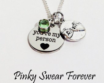 Grey's Anatomy, You're My Person Necklace, Pinky Promise Charm, Pinky Swear, Birthday Gift for Girlfriend, Gift for Wife, Girlfriend Gift