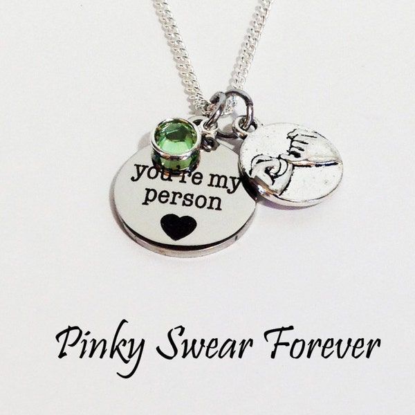 Grey's Anatomy, You're My Person Necklace, Pinky Promise Charm, Pinky Swear, Birthday Gift for Girlfriend, Gift for Wife, Girlfriend Gift