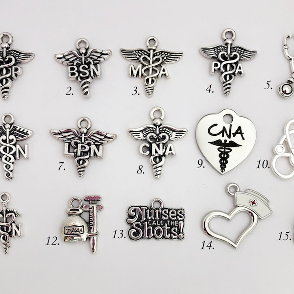 Add A Charm, Medical Charms, Caduceus Pendant, SincereImpressions Add on Charms, Nurse Gifts Personalized Charm Bracelet, Stethoscope Charm