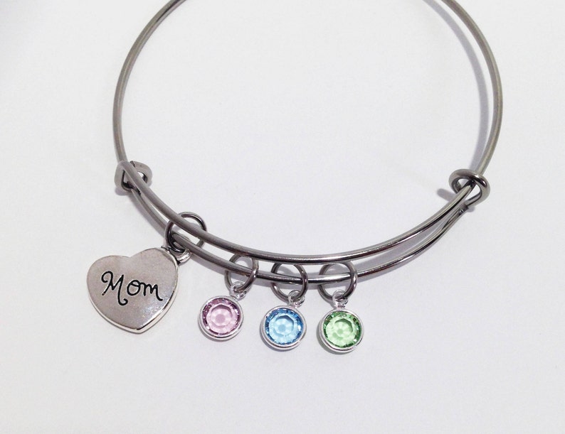 Valentines Gifts for Mom Bracelet with Birthstones, Mom Birthday Gift from Kids, Personalized Mom Gift from Daughter, Adjustable Bracelet image 6