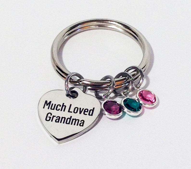 Grandma Keychain with Birthstones, Birthday Gifts for Grandmother, Personalized Grandma Christmas Gift, Mother's Day Keyring Nana, Mimi Gift