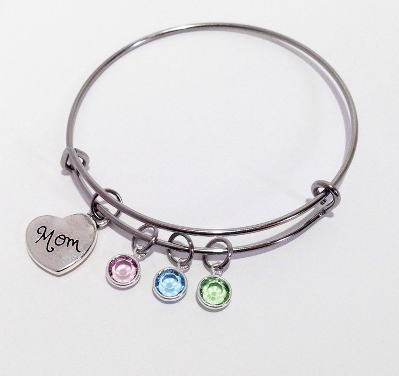 Valentines Gifts for Mom Bracelet with Birthstones, Mom Birthday Gift from Kids, Personalized Mom Gift from Daughter, Adjustable Bracelet image 5