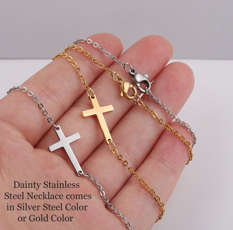 Sideways Cross Necklace Stainless Steel Necklaces for Women Etsy