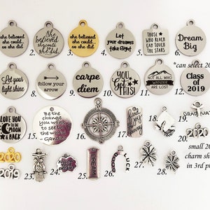 Add A Charm, Graduation Charms for Her, Add on Charms, She Believed She Could So She Did, Personalized Charm Bracelet, Necklace or Keychain