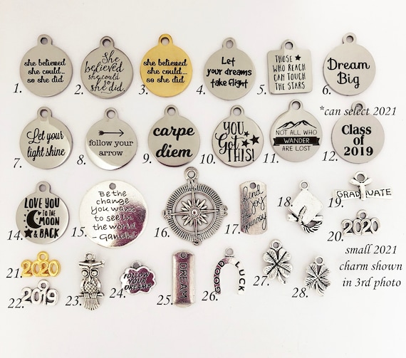Add A Charm, Graduation Charms for Her, Add on Charms, She Believed She Could So She Did, Personalized Charm Bracelet, Necklace or Keychain
