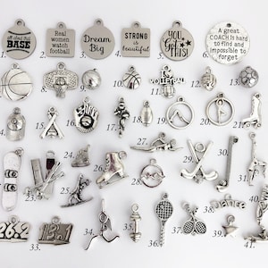 Add A Charm Sports Charms, Add on Charms SincereImpressions, Personalize Adjustable Bangle, Charm Bracelets Customize Necklace Keychain