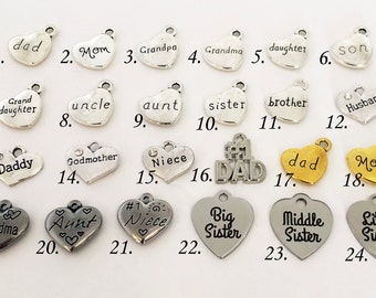 Add A Charm, Family Charms, SincereImpressions Add on Charms, Customize your Adjustable Charm Bracelet for Women, Keychain, Necklace Charms