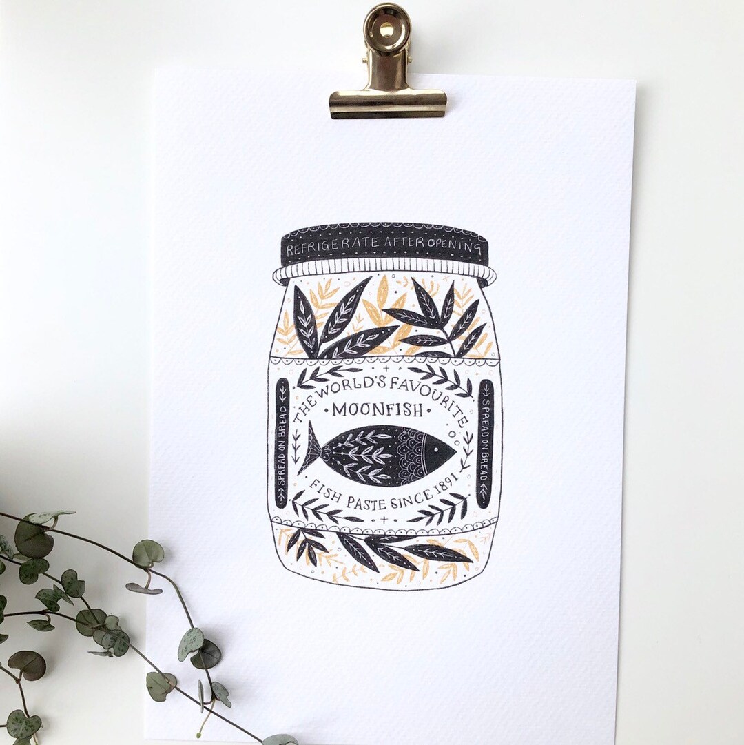 Moonfish Paste Print A4 Fish Paste Jar Vintage Packaging Etsy
