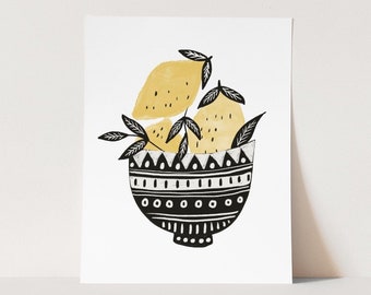 Lemon Bowl Print - A4
