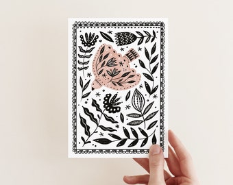 Pink Bird Famed | Blank Card